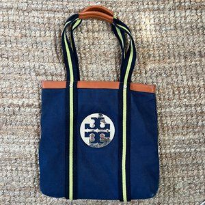 Tory Burch Canvas Tote with Leather Handles